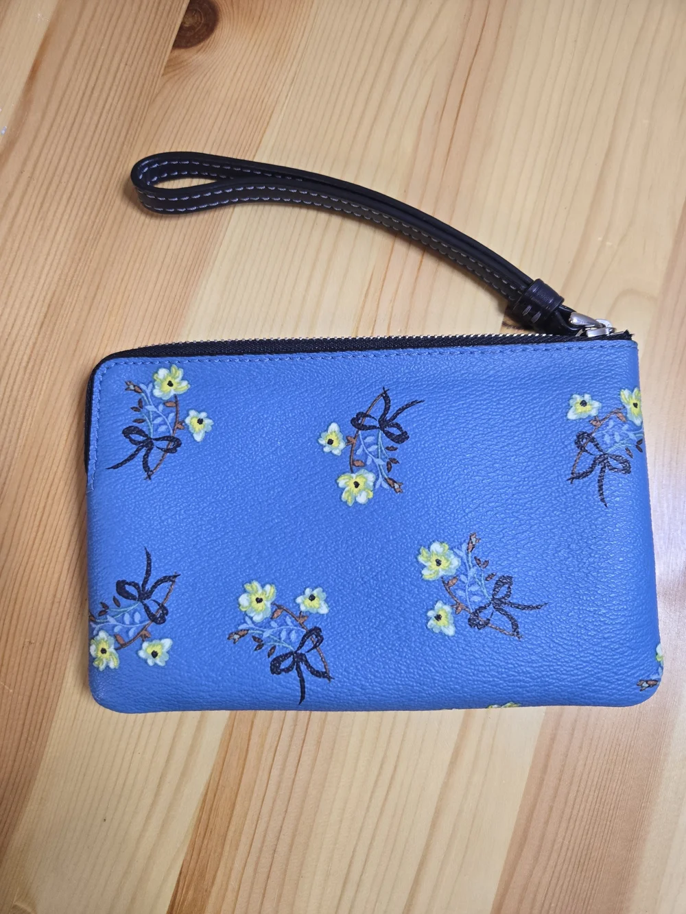 Coach Blue Floral Wristlet